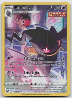 Banette TG07/TG30 Lost Origin Trainer Gallery Pokemon Holo LP - Image 1