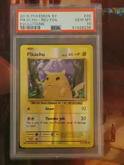 2016 Pokemon TCG XY Evolutions PIKACHU Reverse Foil Holo 35/108 PSA 10 GEM MINT - Image 1
