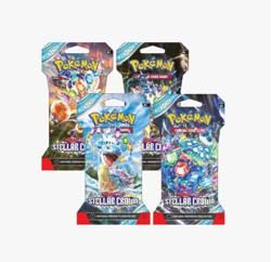 Pokemon TCG Scarlet & Violet Stellar Crown 4 Sleeved Booster Packs - Image 1