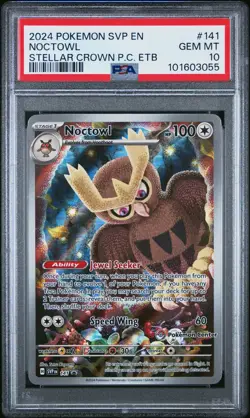 2024 POKEMON SVP EN-SV BLACK STAR PROMO #141 NOCTOWL PSA 10 - Image 1