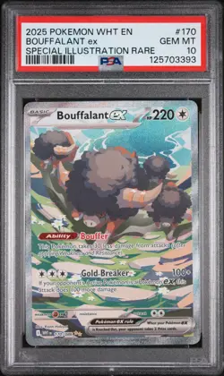 2025 POKEMON WHT EN-WHITE FLARE SPECIAL ILLUSTRATION RARE BOUFFALANT EX PSA 10 - Image 1