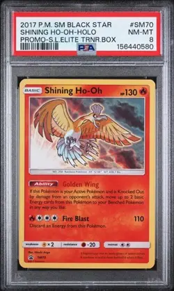 2017 POKEMON SM BLACK STAR PROMO #SM70 SHINING HO-OH-HOLO PSA 8 - Image 1