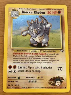 Pokemon Brock's Rhydon 2/132 Holo Rare - 2000 Unlimited Gym Heroes - Image 1
