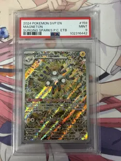 2024 POKEMON SVP SURGING SPARKS POKEMON CENTER ETB PROMO #159 MAGNETON PSA 9 - Image 1