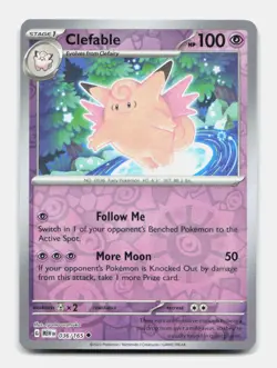 Clefable 036/165 Uncommon MEW 151 Pokemon Reverse Holo NM/M - Image 1