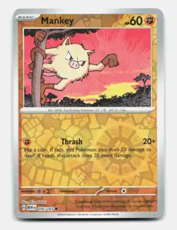 Mankey 056/165 Common MEW 151 Pokemon Reverse Holo NM/M - Image 1