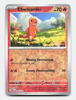 Charmander 004/165 Common MEW 151 Pokemon Reverse Holo NM/M - Image 1