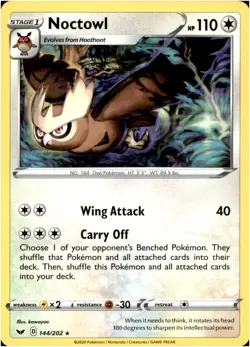 Noctowl 144/202 Rare - Pokemon SWSH01: Sword & Shield Base Set LP-NM - Image 1