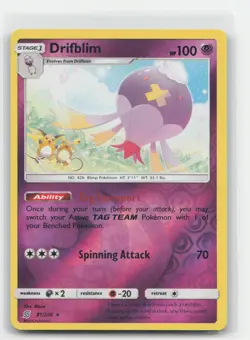 Drifblim Reverse Holo Unified Minds 81/236 R Pokemon LP - Image 1