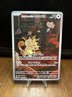 Pokemon TCG Team Rocket's Meowth sv10: Destined Rivals 203/182 Illustration Rar… - Image 1