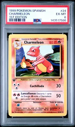 1999 POKEMON SPANISH 1ST ED #24 CHARMELEON PSA 6 - Image 1