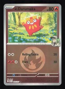 N's Darumaka (Energy Symbol Pattern) 032/217 Reverse Holo ASC Pokemon NM/M - Image 1
