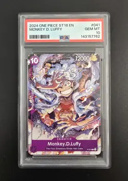 2024 ONE PIECE MONKEY D. LUFFY GEAR 5 STARTER DECK ST18 PURPLE ENGLISH PSA 10 - Image 1