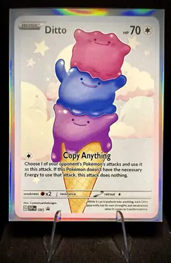 Ditto Ice Cream Cone Custom Fan Art Pokemon Card w/ Holo Sleeve - Image 1