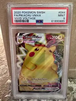 2020 Pokemon Vivid Voltage Pikachu VMAX Full Art #044 PSA 9 MINT - Image 1