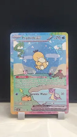 Pokemon Sparkle Holo Rainbow Boarder Cute Anime Bubble Psyduck EX Card - Image 1