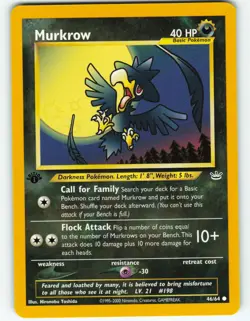 Murkrow - 1st Edition - 46/64 Neo Revelation - Pokemon TCG - 2001 - Image 1