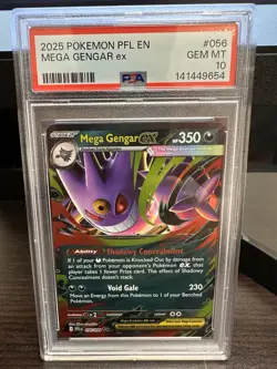 2025 Pokemon Mega Evolution Mega Gengar EX Phantasmal Flames #56/94 PSA 10 - Image 1
