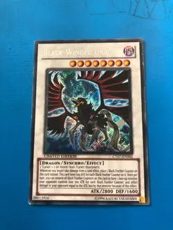 YUGIOH Secret Rare Black Winged Dragon CT07-EN002 PLAYED - Image 1