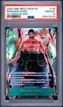 2024 ONE PIECE OP06-WINGS OF THE CAPTAIN ALTERNATE ART #118 RORONOA ZORO PSA 10 - Image 1