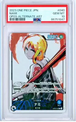 PSA 10 NAMI One Piece Leader Alternate Art OP03-040 #040 Japanese CG Gem Mint AA - Image 1