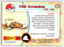 Arcanine #59 Topps Trading Cards Series 1 Pokemon Lightly Played - Image 2