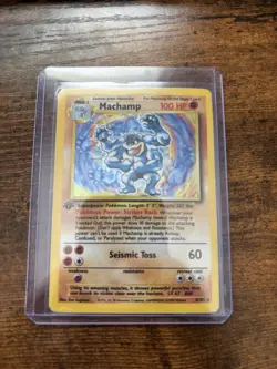 Pokemon TCG Machamp 8/102 Holo Rare 1999 First Edition - Image 1