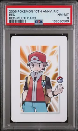 2006 POKEMON CENTER 10TH ANNIVERSARY PLAYING CARDS RED DECK MULTI CARD RED PSA 8 - Image 1