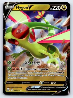 Flygon V 106/172 Holo V Rare Brilliant Stars Pokemon Near Mint - Image 1