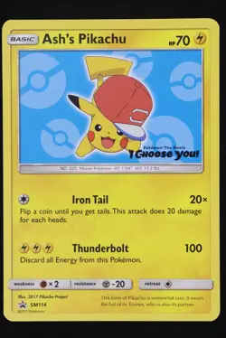 Ash's Pikachu - SM114 - Promo - Pokemon Card - Lightly Played - Image 1