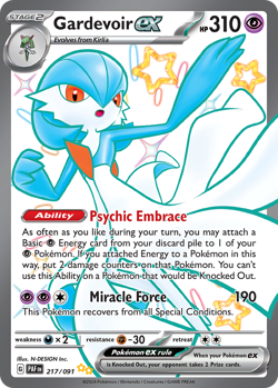 GARDEVOIR EX 217/091 SHINY ULTRA RARE PALDEAN FATES POKEMON NEAR MINT - Image 1