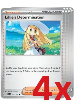 4x Lillie's Determination 192/217 UC Ascended Heroes Pokemon NM/M Playset x4 - Image 1