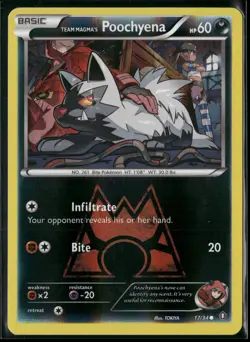 Team Magma's Poochyena 17/34 Common Double Crisis Pokemon Reverse Holo Near Mint - Image 1