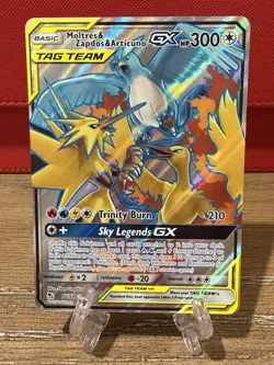 Pokemon TCG Moltres & Zapdos & Articuno GX Ultra Rare 66/68 Near Mint - Image 1
