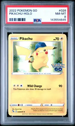 2022 POKEMON GO #028 PIKACHU-HOLO PSA 8 - Image 1