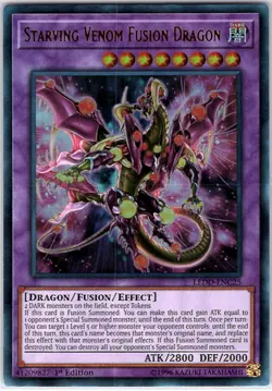Yugioh Starving Venom Fusion Dragon LEDD-ENC25 Ultra Rare 1st Edition NM - Image 1