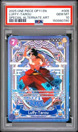 2025 One Piece OP11 EN Luffy Tarou Special Alternate Art #005 PSA 10 GEM MINT - Image 1