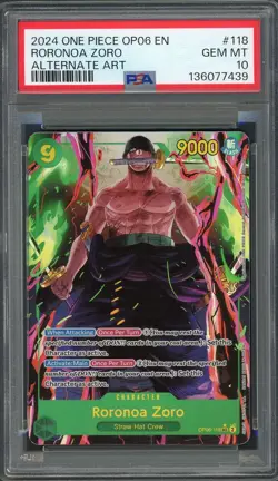 PSA 10 Roronoa Zoro (Alt Art) Wings of the Captain OP06-118 EN One Piece B22 - Image 1