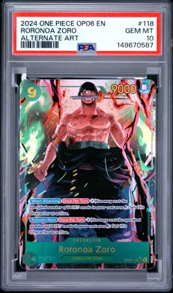 PSA 10 RORONOA ZORO OP06-118 WINGS OF THE CAPTIAIN ENGLISH ONE PIECE 😍 - Image 1