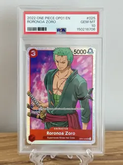 PSA 10 ~ OP01 Romance Dawn #025 RORONOA ZORO OP01-025 SR One Piece Card Game TCG - Image 1