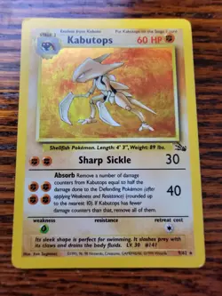 Kabutops - PL! Holo Rare - Vintage WotC 1999 English 9/62 Fossil Pokemon Card - Image 1