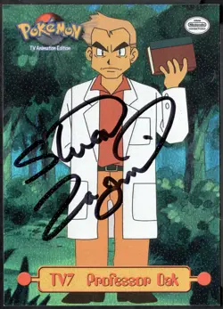 topps Pokemon Auto Signed Stuart Zagnit TV7 Professor Oak Rainbow Foil TV Puzzle - Image 1
