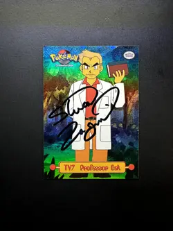 topps Pokemon Auto Signed Stuart Zagnit TV7 Professor Oak Rainbow Foil TV Puzzle - Image 3