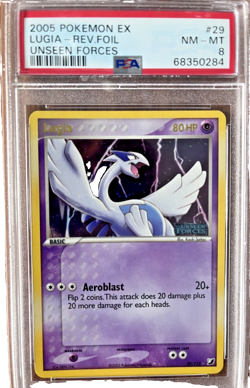 2005 POKEMON EX LUGIA UNSEEN FORCES #29 REV.FOIL PSA 8 - Image 1