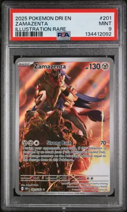 PSA 9 - 2025 POKEMON DRI EN-DESTINED RIVALS 201 ZAMAZENTA ILLUSTRATION RARE - Image 1