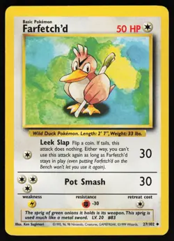 Farfetch'd 27 102 UC Base Set Unlimited Pokemon Lightly Played - Image 1