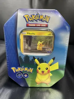 Pokemon GO 2022 Collectible Sealed Tin - PIKACHU (4 Packs, 2 Foils & Stickers). 820650850776 - Image 1