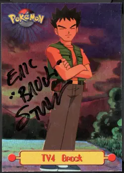 Signed Eric Stuart Pokemon Topps TV4 Brock Rainbow Holo Autograph Tv Series 1 - Image 1