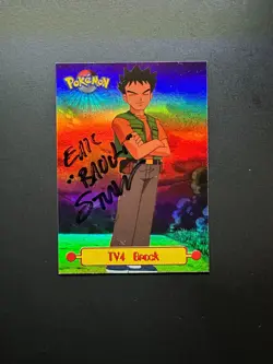 Signed Eric Stuart Pokemon Topps TV4 Brock Rainbow Holo Autograph Tv Series 1 - Image 3