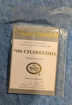 Pokemon Charizard 23K Gold Plated Trading Card #06 Burger King 1999 PokeBall COA - Image 4